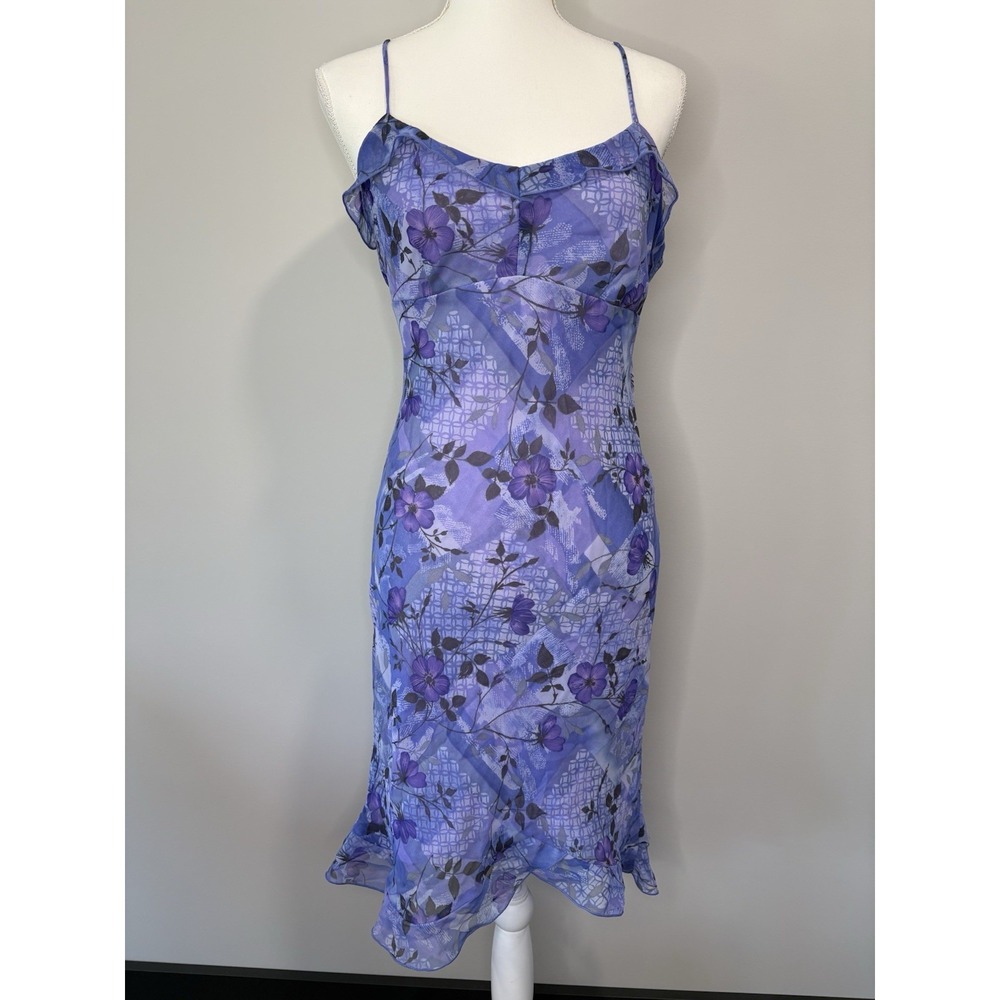 Vintage Y2K Studio Y Midi Dress Size 9 Purple Floral Fairy Coquette Cottage